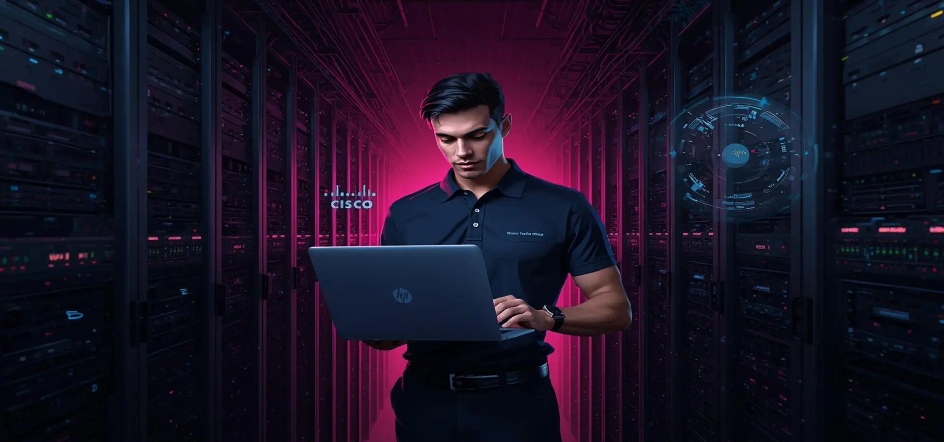 Team of IT professionals managing servers