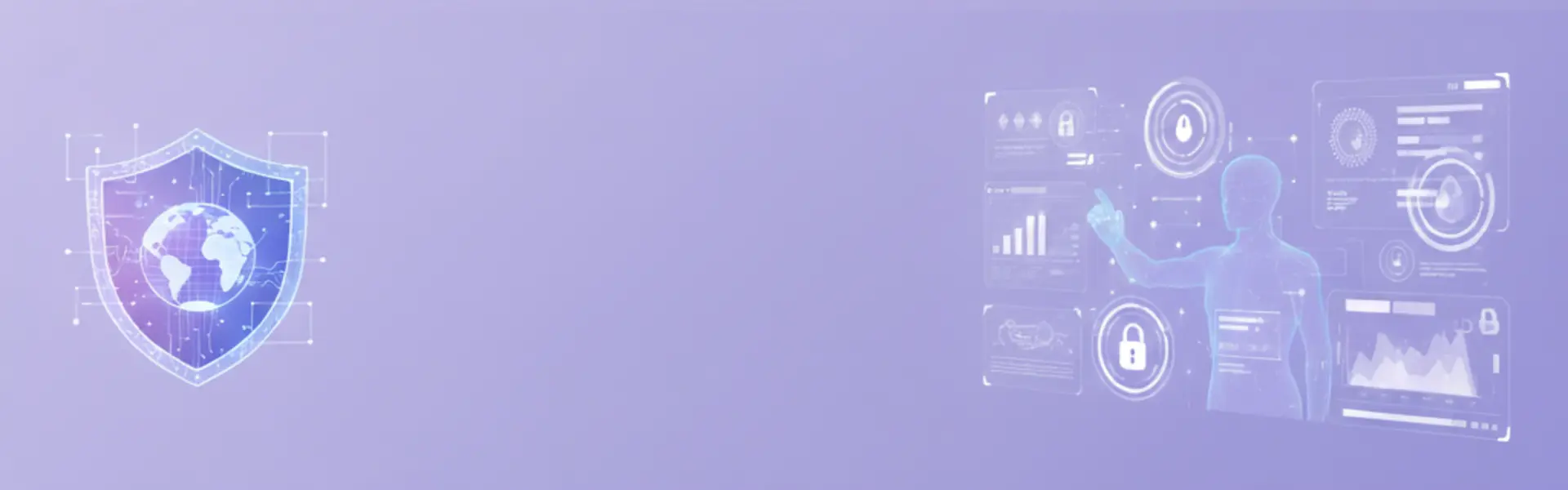 Cybersecurity Solutions — abstract visualization of a digital shield protecting a network