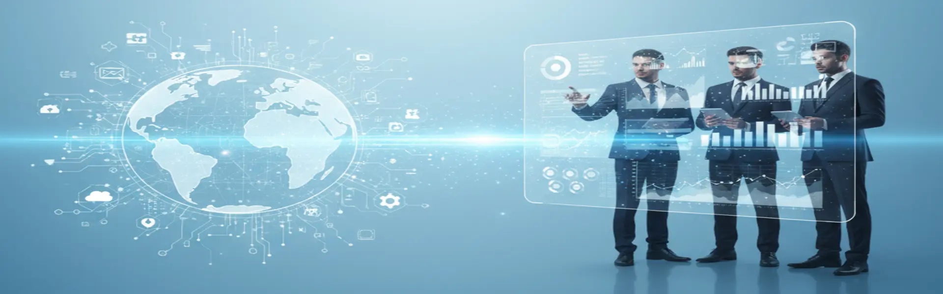 Digital Transformation — an abstract image showing the evolution from gears to digital interfaces